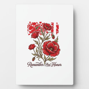Red Poppy Remember And Honour Vintage Memorial Shi Plaque