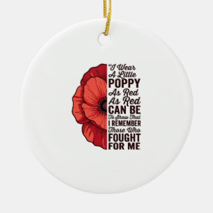 Red Poppy Remembrance Quote Vector Shirt Design_1 Ceramic Tree Decoration