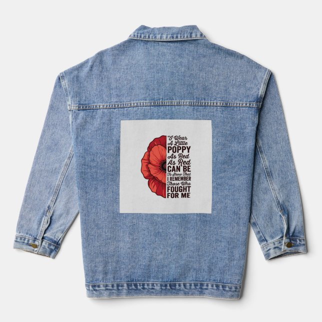 Red Poppy Remembrance Quote Vector Shirt Design_1 Denim Jacket (Back)