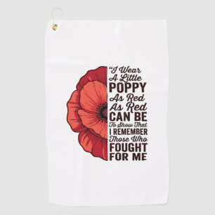 Red Poppy Remembrance Quote Vector Shirt Design_1 Golf Towel