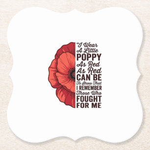 Red Poppy Remembrance Quote Vector Shirt Design_1 Paper Coaster