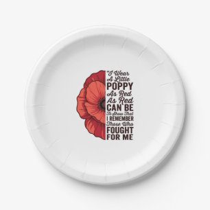 Red Poppy Remembrance Quote Vector Shirt Design_1 Paper Plate