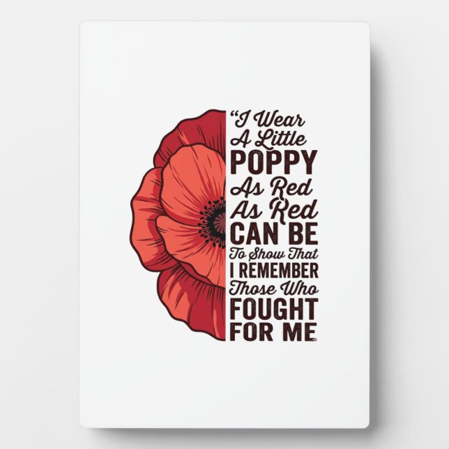 Red Poppy Remembrance Quote Vector Shirt Design_1 Plaque (Front)