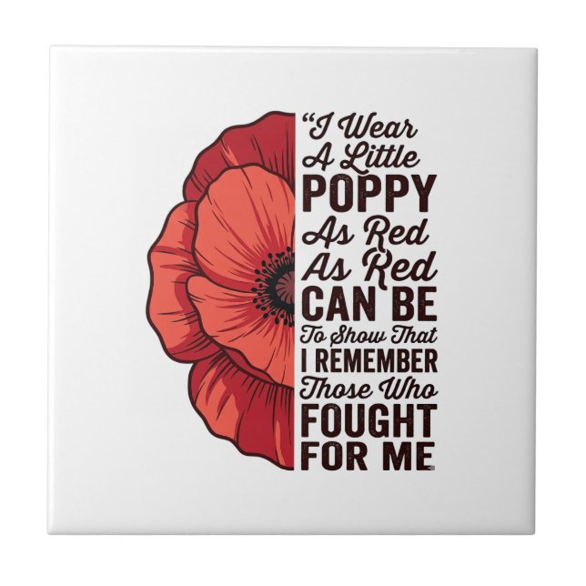 Red Poppy Remembrance Quote Vector Shirt Design_1 Tile (Front)