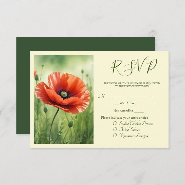 Red Poppy RSVP Card (Front/Back)