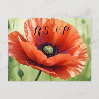 Red Poppy RSVP Postcard