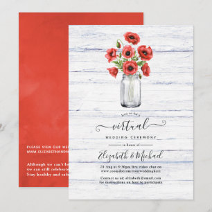 Red Poppy Rustic Country Online Virtual Wedding Invitation