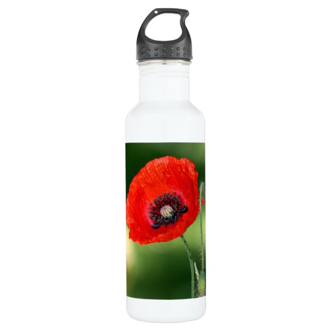 Red Poppy Seed Aluminium 24oz 710 Ml Water Bottle (Front)