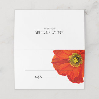 Red Poppy Simplicity Wedding Escort Place Card