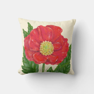 Red Poppy square pillow