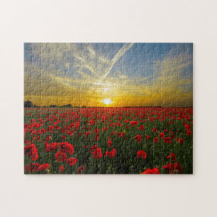 Red Poppy Sunset Jigsaw Puzzle