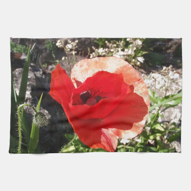 Red Poppy Tea Towel (Horizontal)