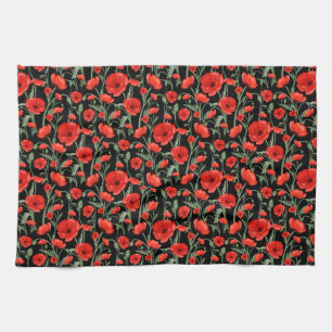 Red Poppy Tea Towel