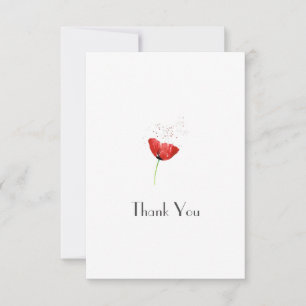 Red Poppy  Thank You Card