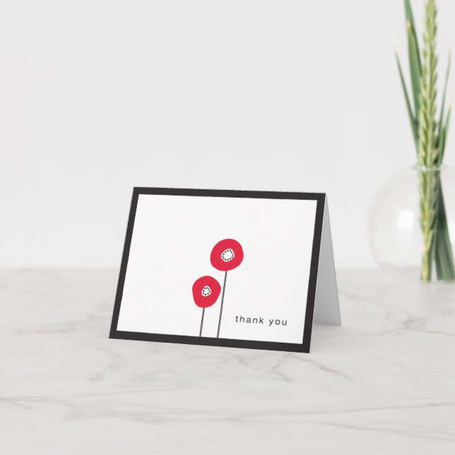 Red Poppy thank you note Card (Front)