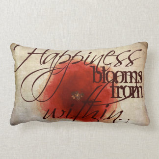Red Poppy Throw Pillow, Inspirational Message Lumbar Cushion