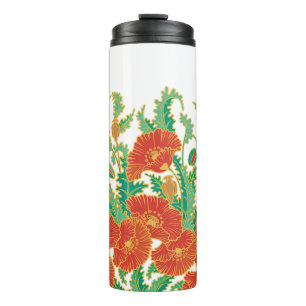 Red Poppy Vintage Floral Thermal Tumbler