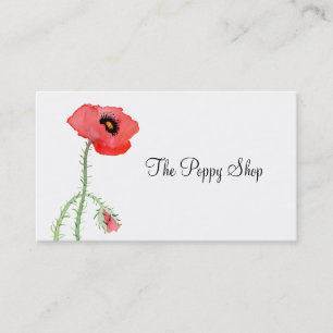 Red Poppy Watercolor, Summer Floral Poppies Business Card