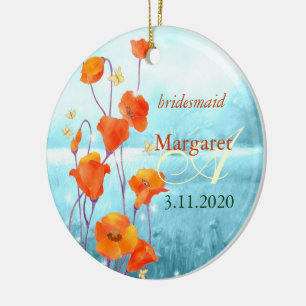 Red Poppy Wedding Bridesmaids Gift Ceramic Tree Decoration