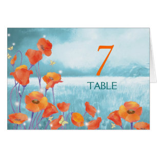 Red Poppy Wedding Table Numbers
