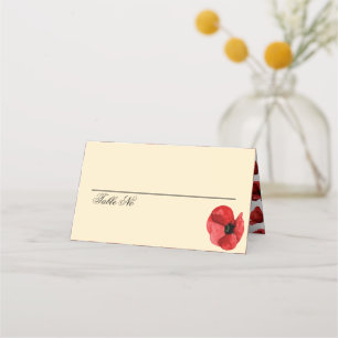 Red Poppy Wildflower Floral Wedding Place Card