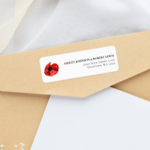 Red Poppy Wildflower Wedding Return Address