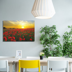 Red poppy wildflowers photo canvas print