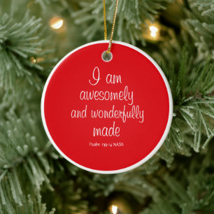 Red Positive Biblical Affirmation Circle Ceramic Tree Decoration