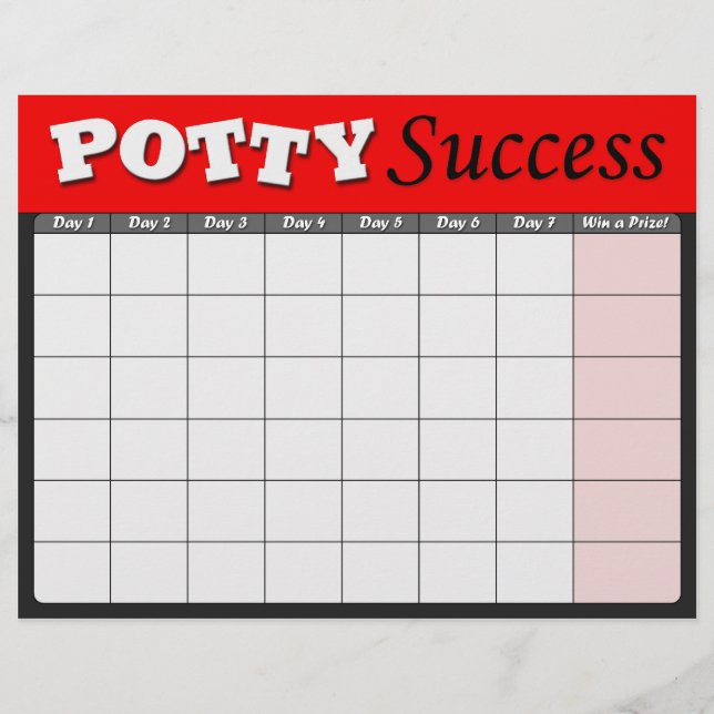 Red Potty Training Success Charts (Front)
