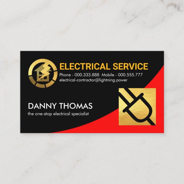 Red Power Curve Gold Plug Gauge Business Card (Front)