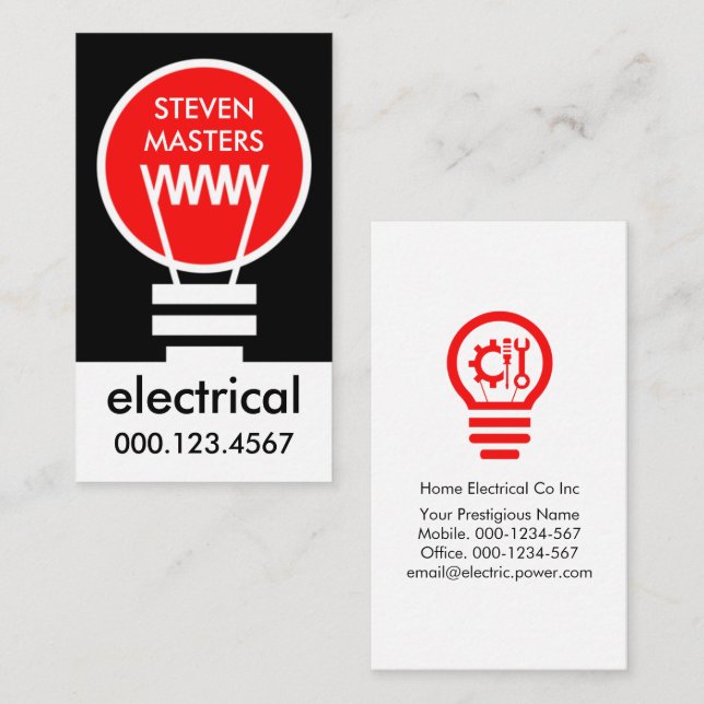 Red Power Light Bulb Business Card (Front/Back)