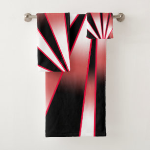 Red Power Perspective Gradient Colour Fill Drawing Bath Towel Set