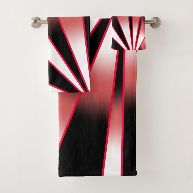 Red Power Perspective Gradient Colour Fill Drawing Bath Towel Set (Insitu)