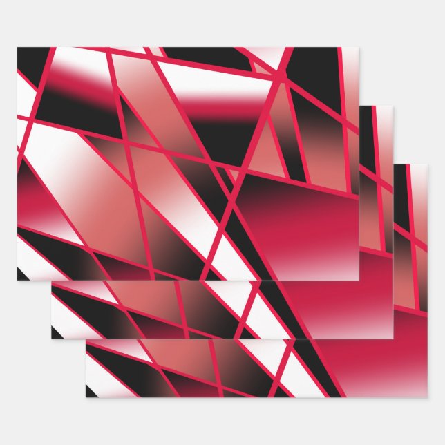 Red Power Perspective Gradient Colour Filled Art Wrapping Paper Sheet (Set)