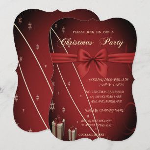 Red Presents,Bow Company Christmas Party Invitation