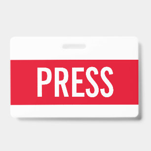 Red Press All Access Pass Horizontal ID Badge