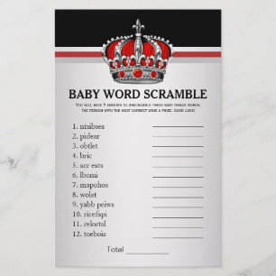 Red Prince Crown Baby Shower Games Flyer
