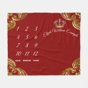 Red Prince Milestone Baby Boy Blanket
