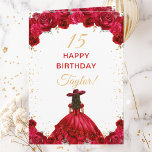 Red Princess Floral Charro Happy Birthday Card<br><div class="desc">This elegant and glamourous birthday card can be personalised with a name or title such as daughter, granddaughter, niece, friend etc. The design features a beautiful princess with dark hair in a red ball gown. The text combines handwritten script and modern sans serif fonts for a classy and sophisticated look....</div>