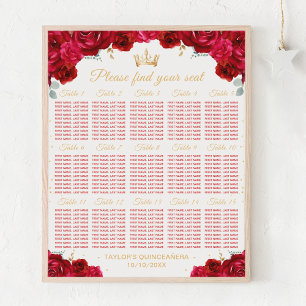 Red Princess Quinceañera 15 Table Seating Chart