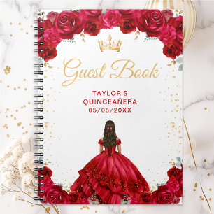 Red Princess Quinceañera Guest Book