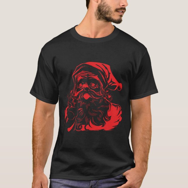 Red Print Santa T-Shirt (Front)