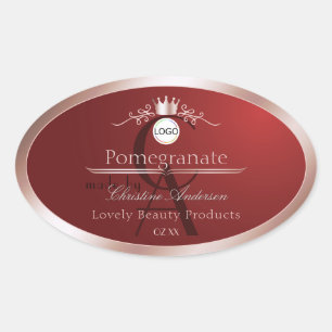 Red Product Label Rose Gold Frame Logo Monogram