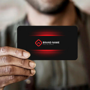 Red Professional Graphic Designer Black Elegant Business Card