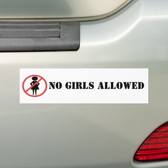 Red Prohibition Sign Woman with hands on hips Bumper Sticker (On Car)