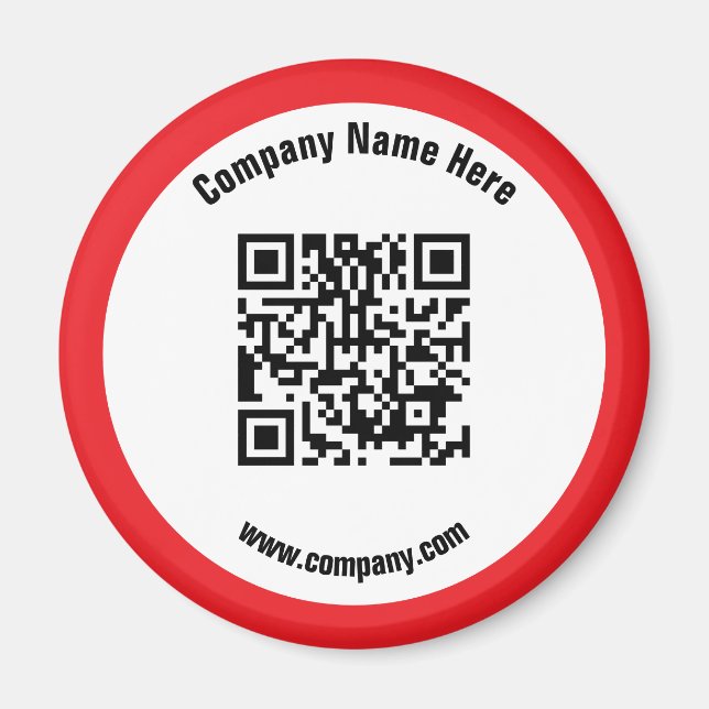 Red Promotional Business Name QR Code  Magnet (Front)
