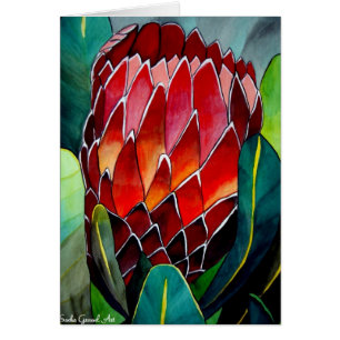 Red Protea flower original watercolour art