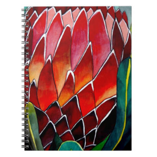Red Protea flower original watercolour art Notebook