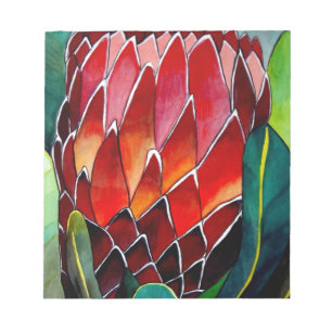 Red Protea flower original watercolour art Notepad