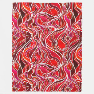 Red Psychedelic Stained Glass Style Fleece Blanket